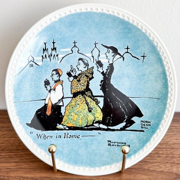 1982 Rockwell “When in Rome” Collector Plate – Vintage Display Art - Picture 2 of 4